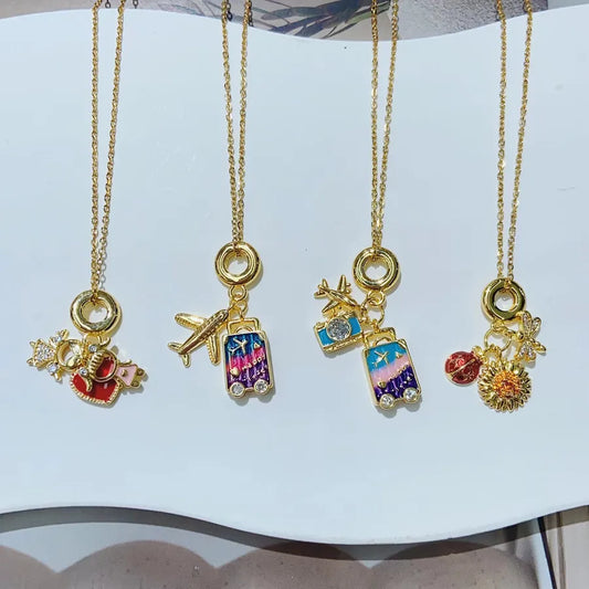 18K Gold Plated Stainless Steel Airplane Necklace