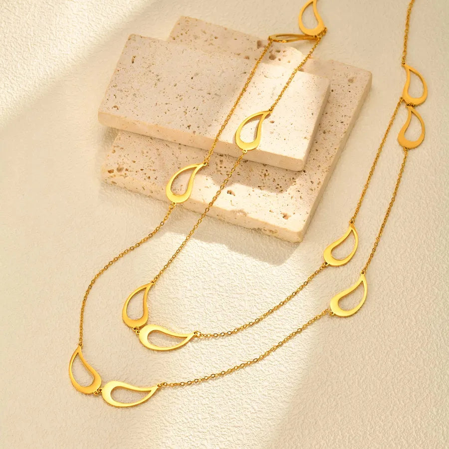 Geometric Stainless Steel Beaded Necklace