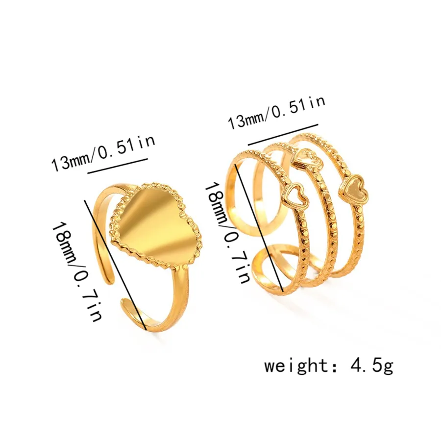 Adjustable Gold Stainless Steel Open Ring Average Size Gold 006#