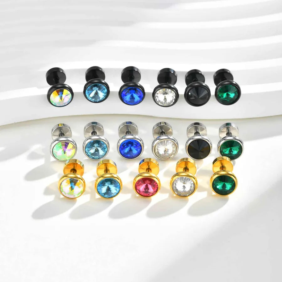 Unisex Stainless Steel Zircon Stud Earring