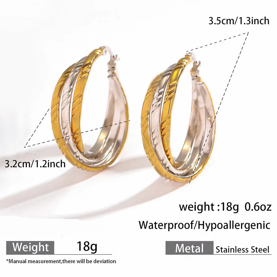 Gold & Silver Gradient Stainless Steel Earrings 2#
