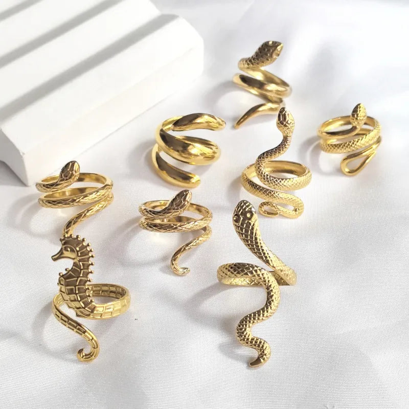 18K Gold Snake Open Ring – Stainless Steel