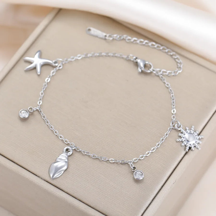 Ocean Starfish Charm Bracelet – Gold & Zircon