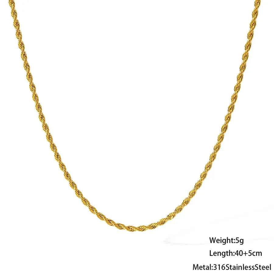 18K Gold Plated Stainless Steel Twist Necklace