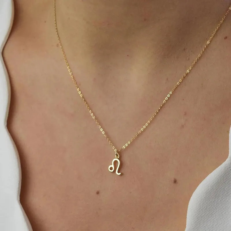18K Gold Zodiac Pendant Necklace – Waterproof Steel