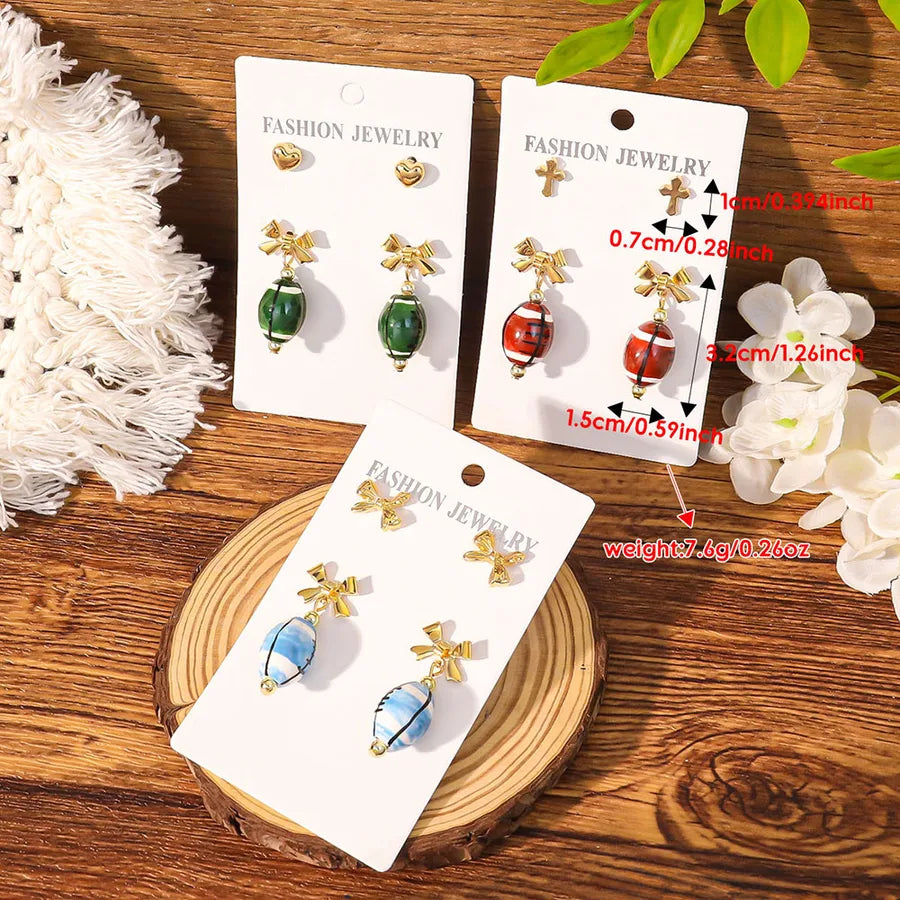 Hand-Painted Ceramic Rugby Earrings