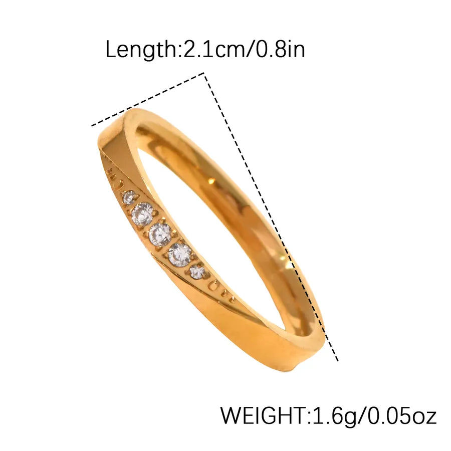 18K Gold Plated Titanium Steel Zircon Ring