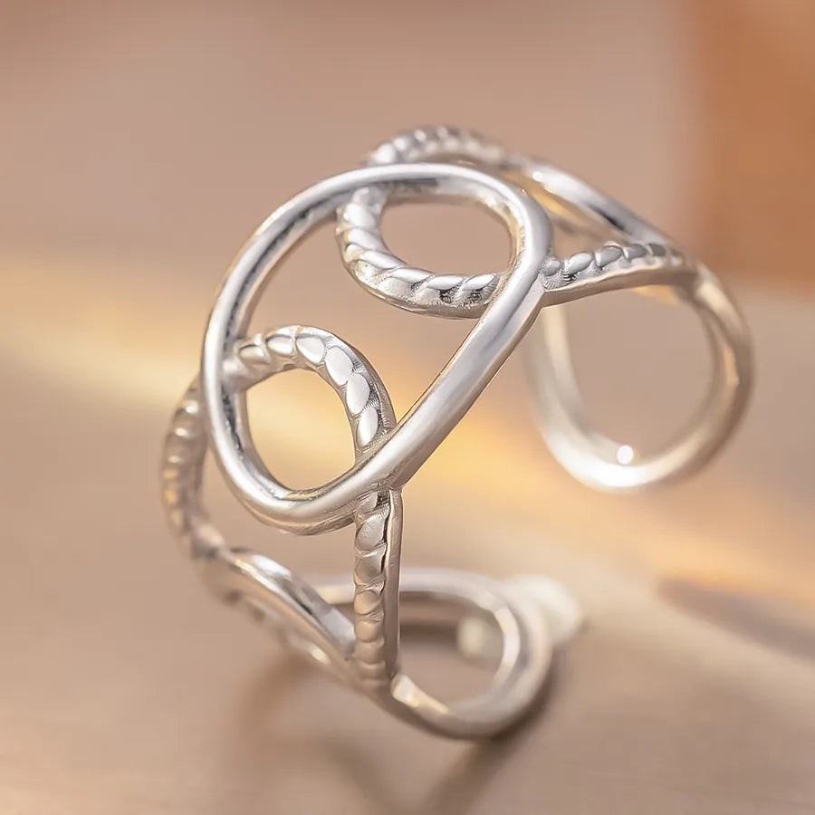 Personalized Titanium Steel Textured Couple Ring K220 Steel Color Ring Open