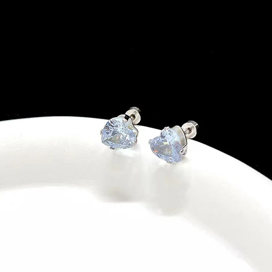 Gold Star & Heart Zircon Flat Back Earrings Silver