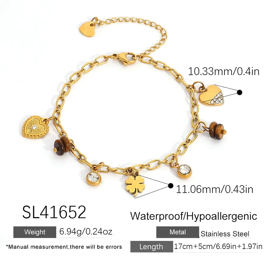 18K Gold Clover Heart Bracelet SL41652
