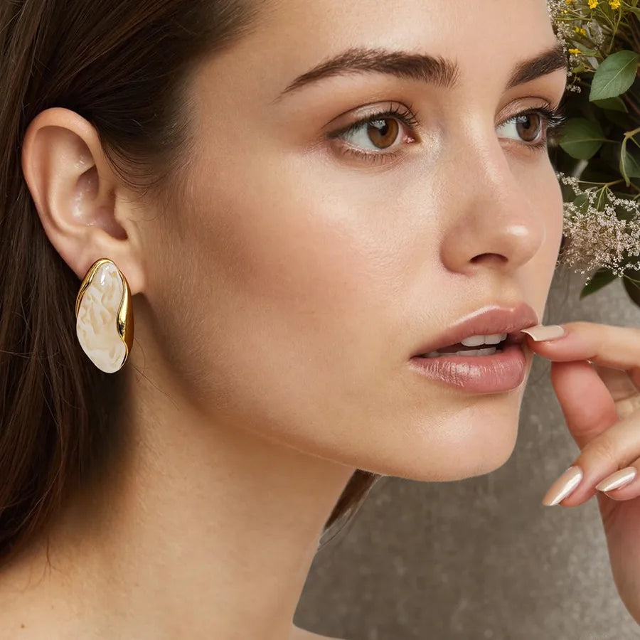 18K Gold Stainless Steel Pearl Stud Earrings