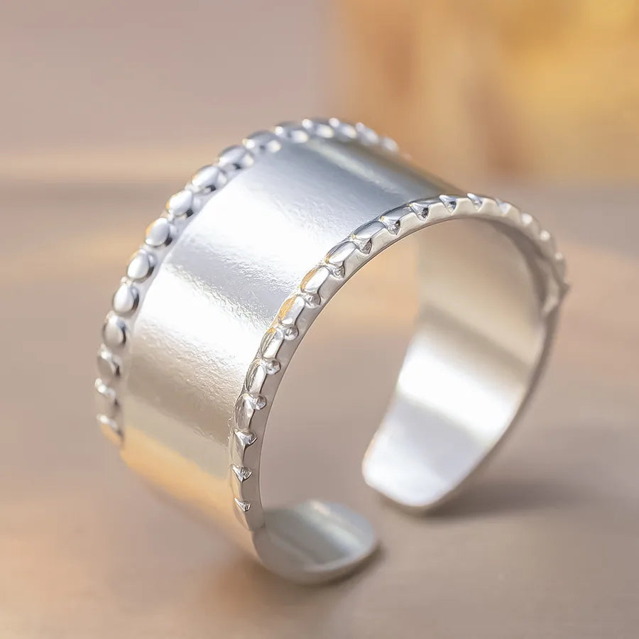 Heart-Shaped Titanium Steel Adjustable Ring K258 Steel Color Ring Open