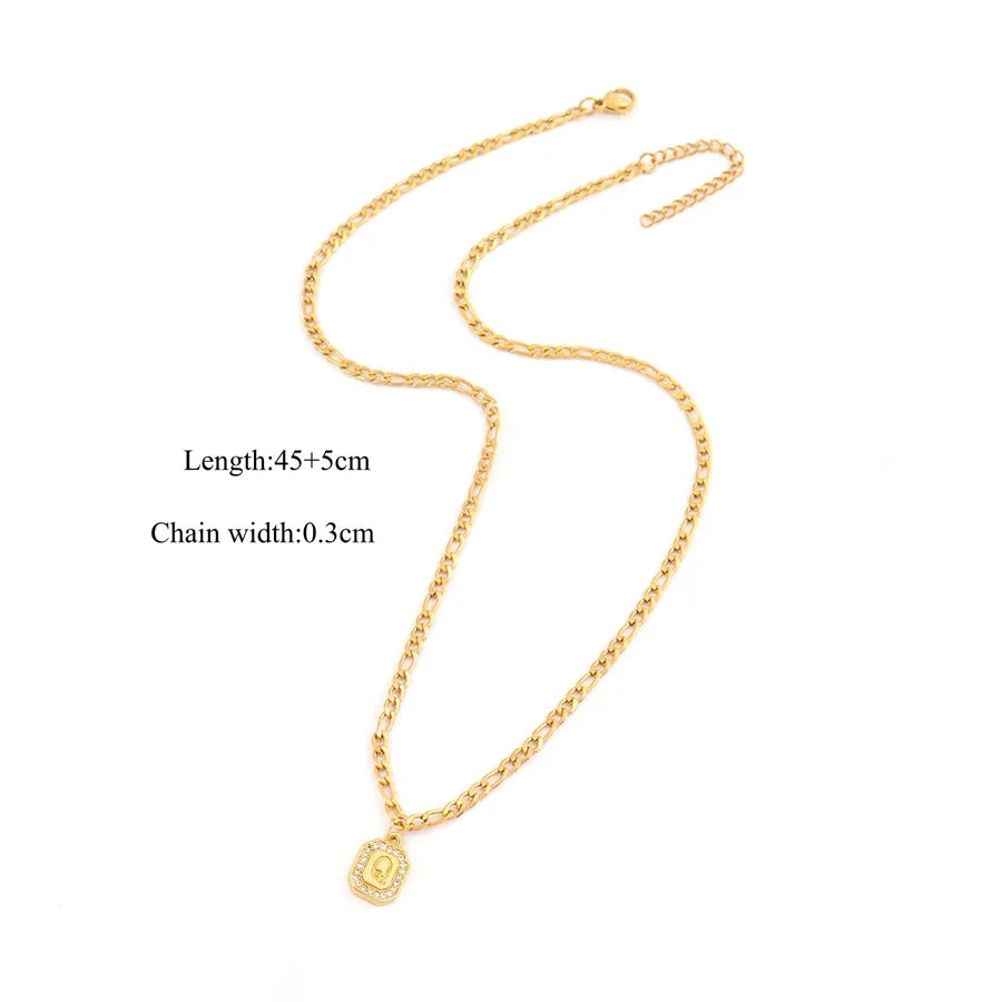 18K Gold Plated Letter Pendant Necklace Gold Q