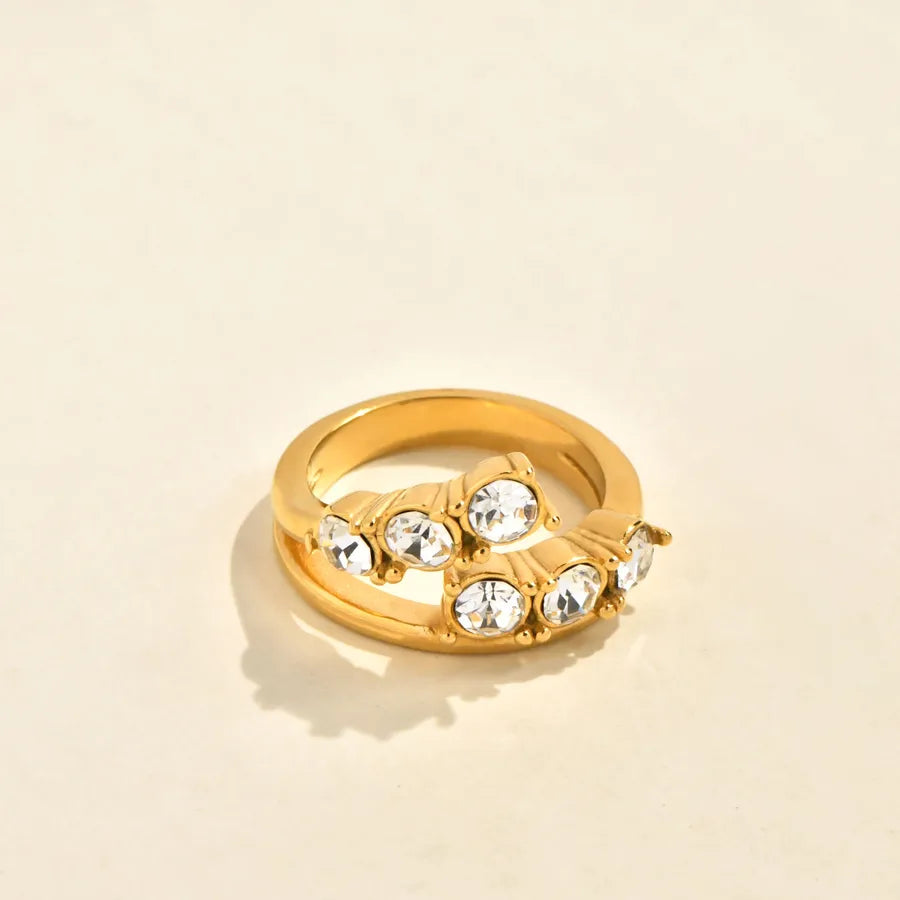 18K Gold Plated Spiral Zirconia Ring