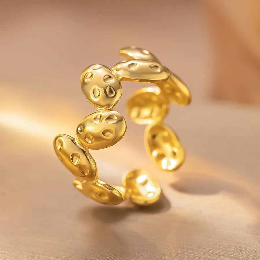 Personalized Titanium Steel Textured Couple Ring K207 Gold Ring Adjustable