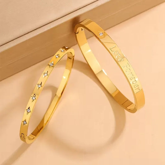 18K Gold Plated Letter & Star Bangle