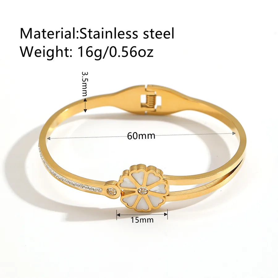 18K Gold Flower Bangle – Stainless Steel