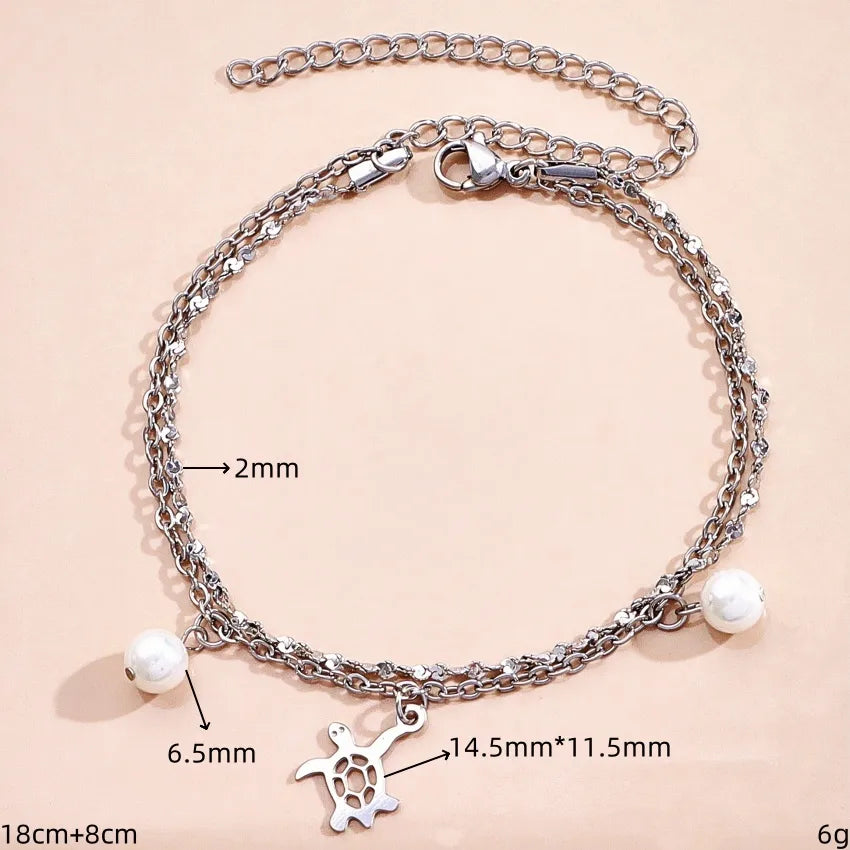 Silver Ocean Charm Layered Bracelet for Women