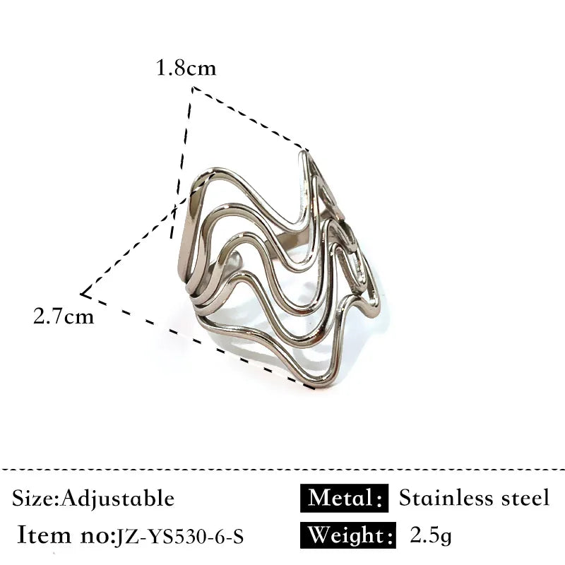 18K Gold Geometric Twist Stainless Steel Ring Silver JZ-YS530-6 JZ-YS530-6