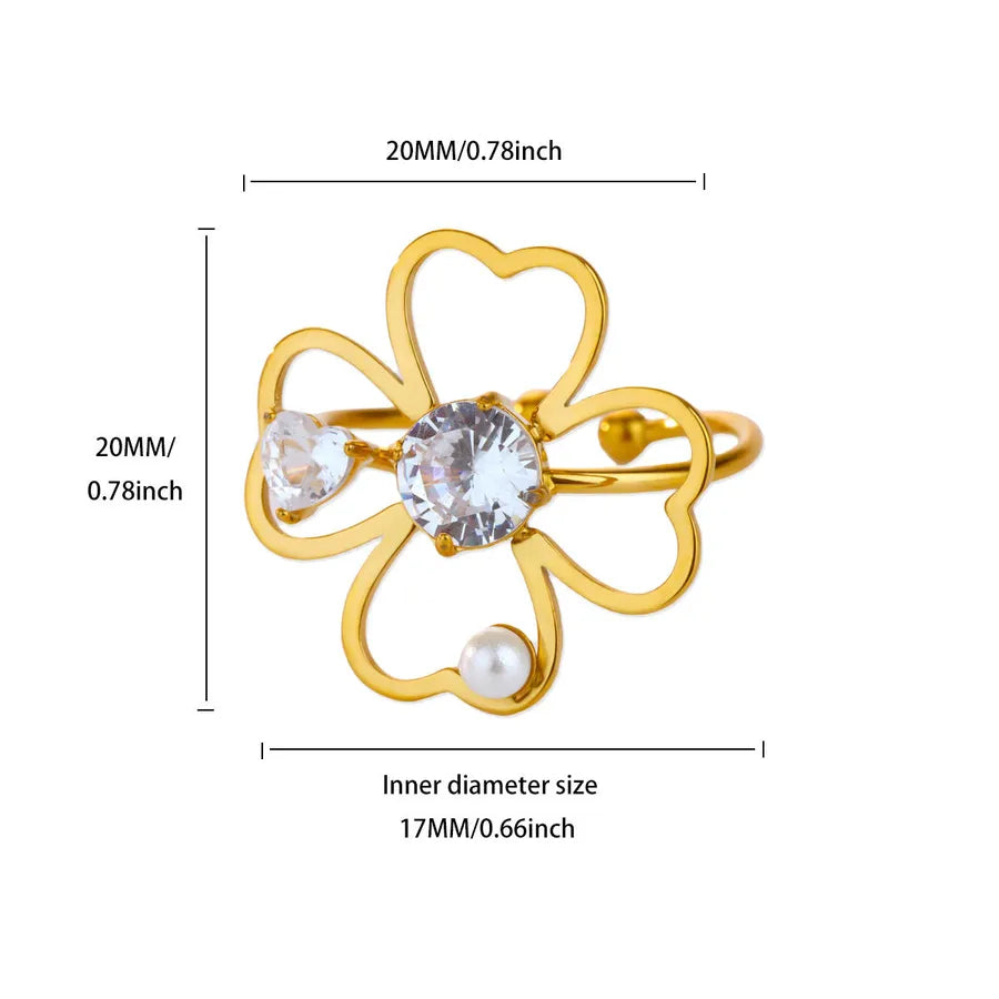 Boho Floral 18K Gold Open Ring for Women 1