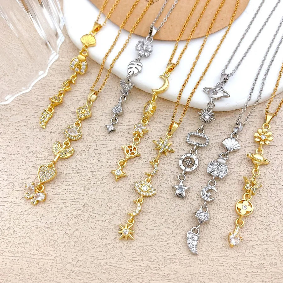 Gold Plated Sun Moon Star Pendant Necklace