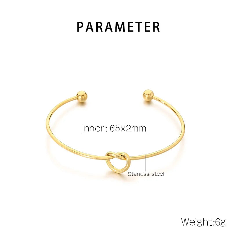 Knotted Bead 18K Gold Stainless Steel Bracelet