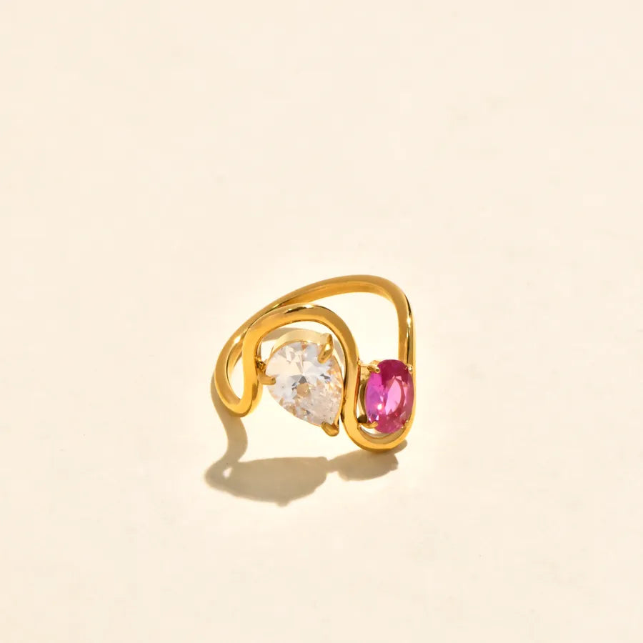 Gold Plated Geometric Shell Leaf Ring