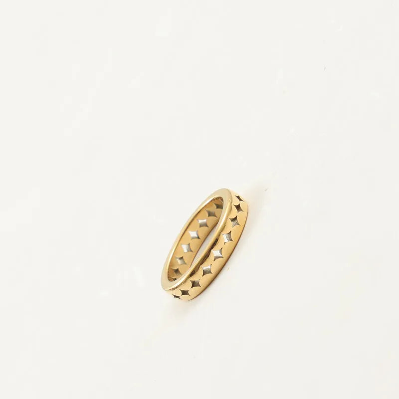 18K Gold Geometric Titanium Steel Ring