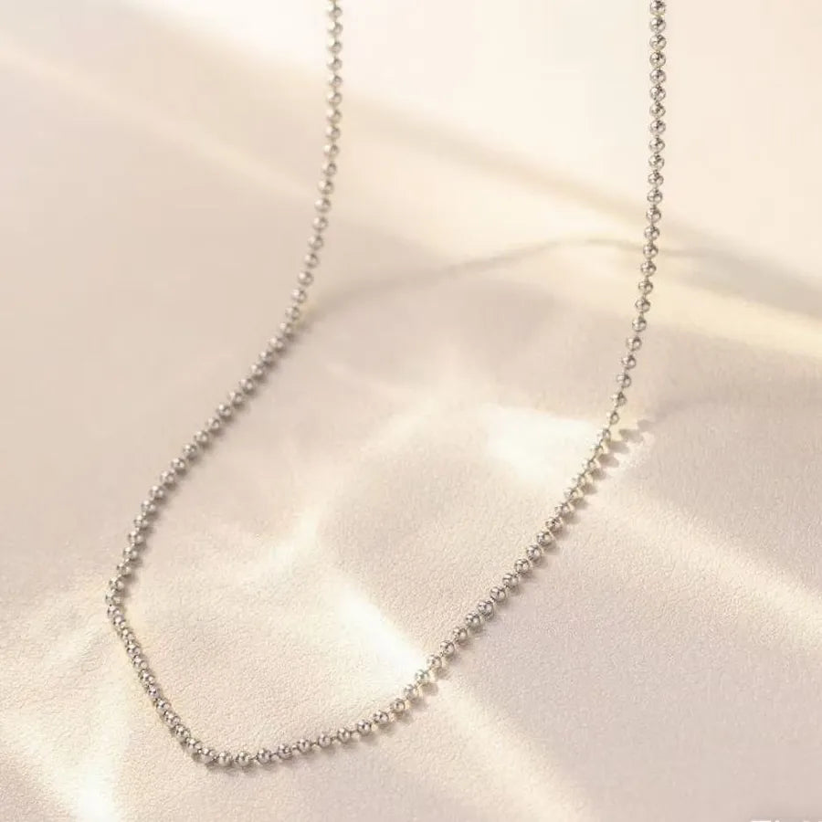 Women's Titanium Steel Box Chain Pendant Necklace Bead Chain-Necklace-Steel Color