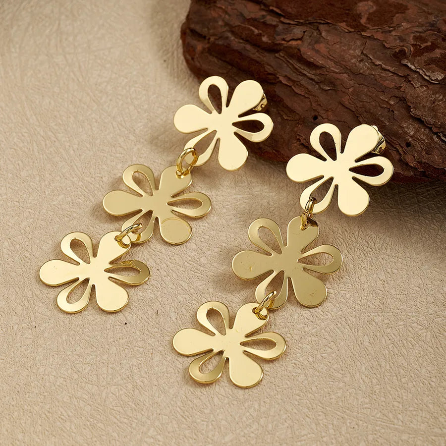 18K Gold PVD Geometric Stainless Steel Stud Earrings Needle Thickness: 0.8mm A (68x20mm) 1 Pair Package