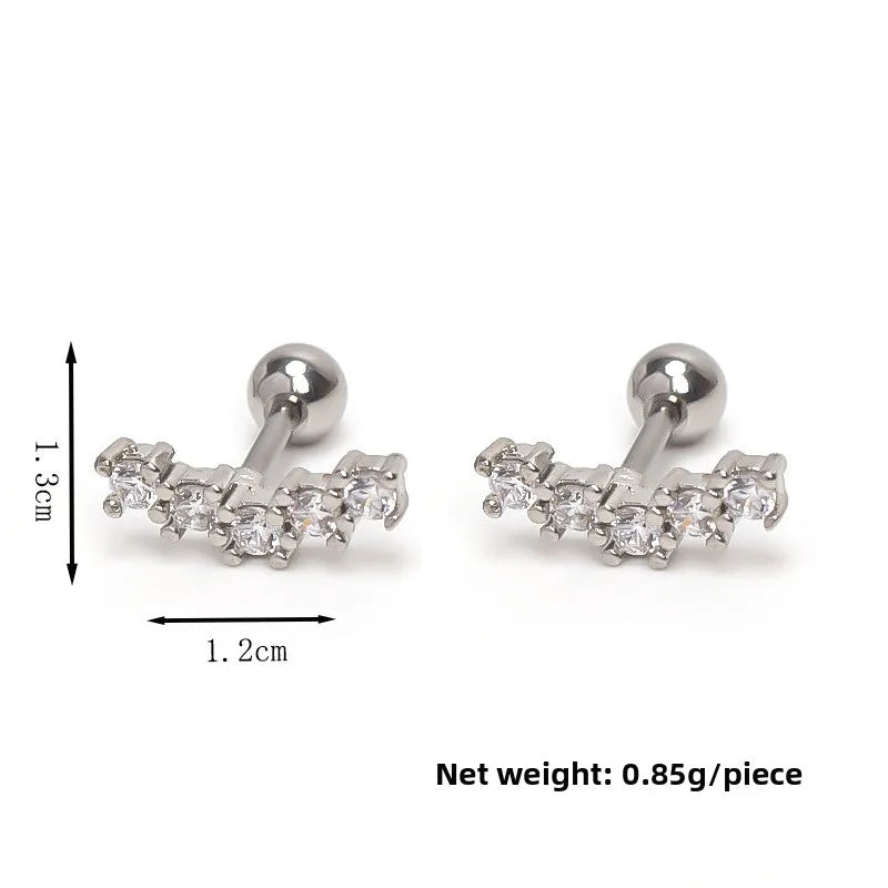 Minimalist Zircon Stainless Steel Ear Cuff Studs Silver(One Piece)