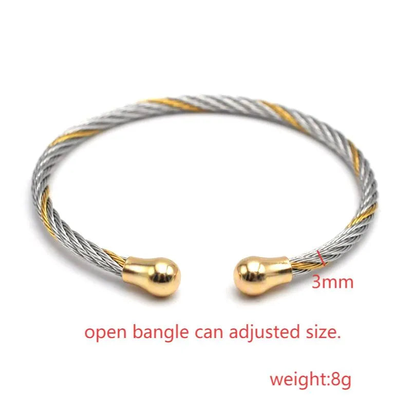 Gold Plated Wire Rope Open Hand Bracelet
