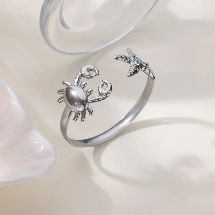 Blue Zircon Starfish Gold Plated Women's Bracelet