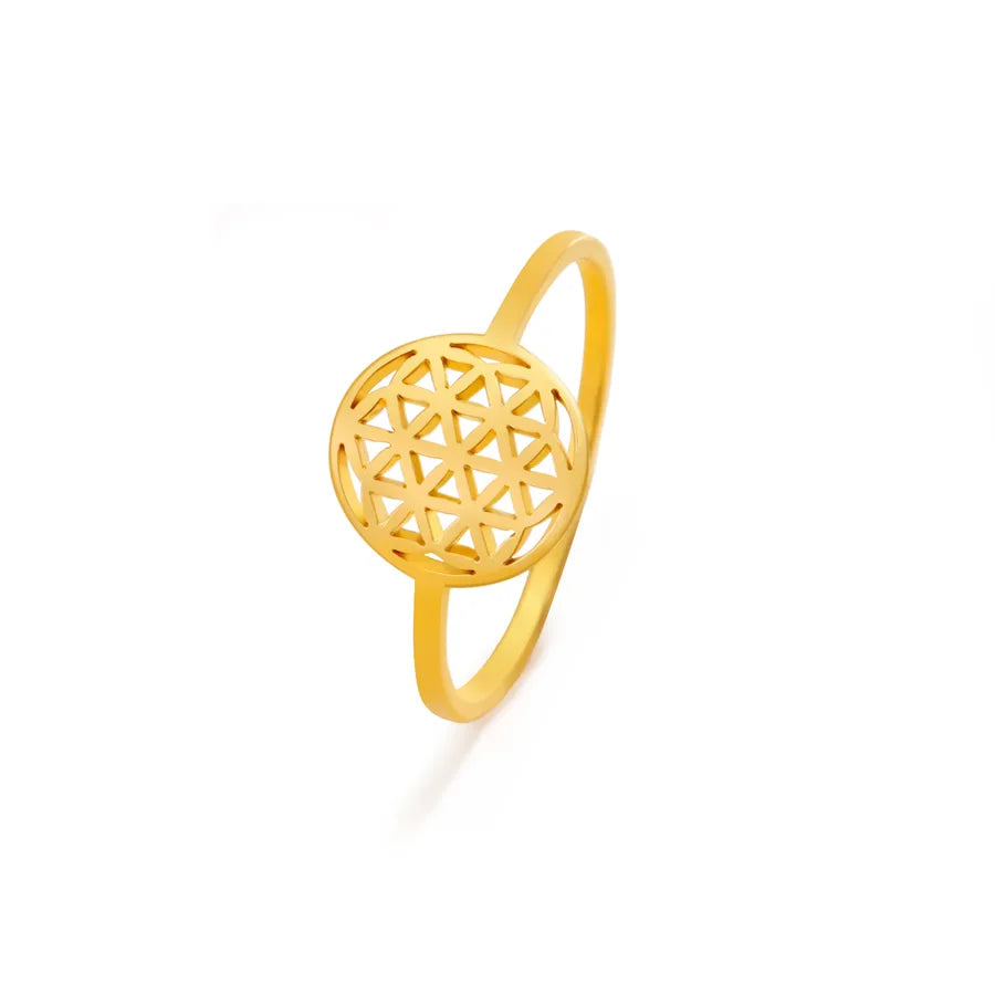 Boho Floral 18K Gold Stainless Steel Ring Style 3-Gold
