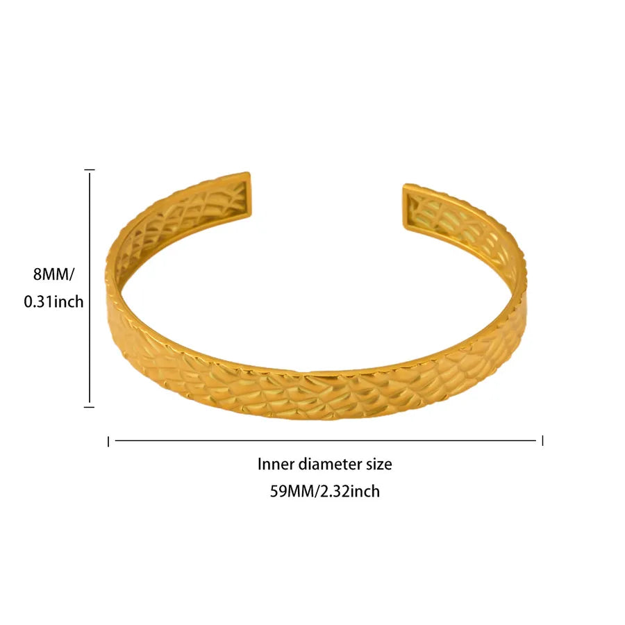 Gold Plated Geometric Wide Cuff Bracelet B2010G Stainless Steel