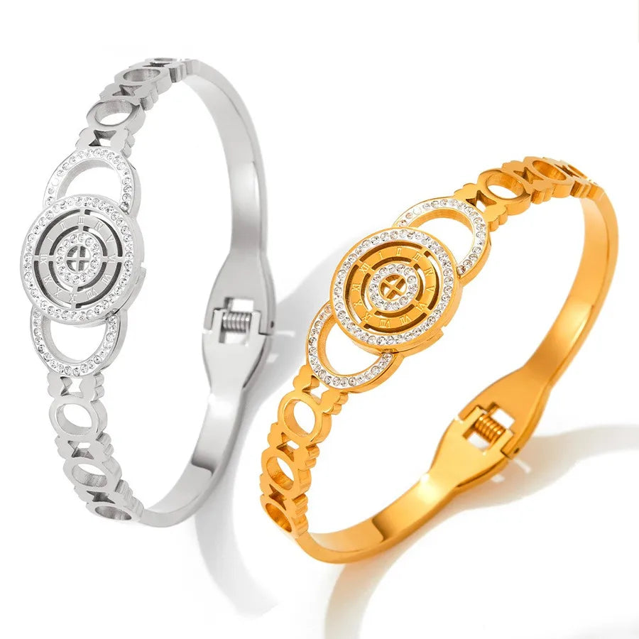 Stainless Steel Roman Numeral Bracelet with Zircon