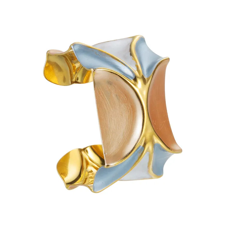 18K Gold Geometric Stainless Steel Bangle