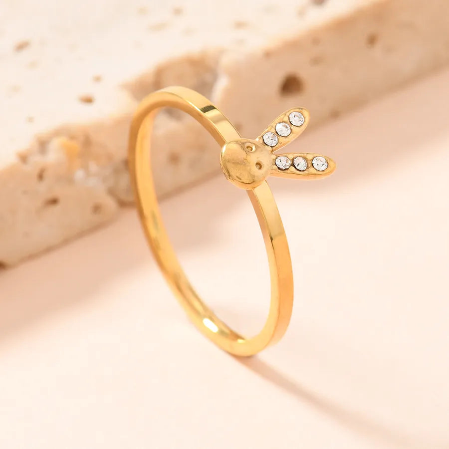 Women's Gold Plated Titanium Steel Ring Rabbit