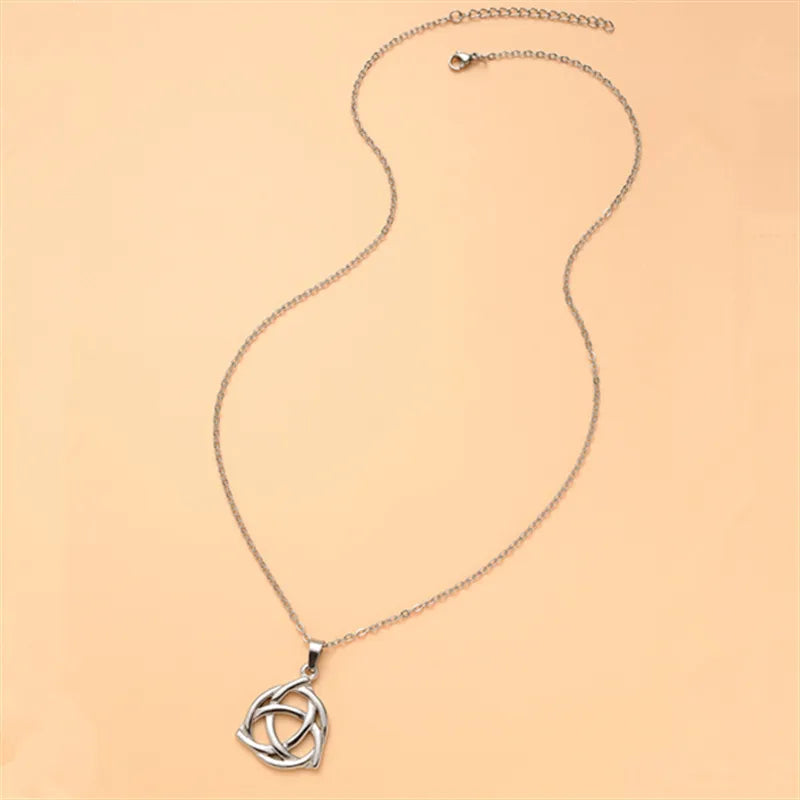 Celtic Knot Stainless Steel Triangle Pendant Necklace