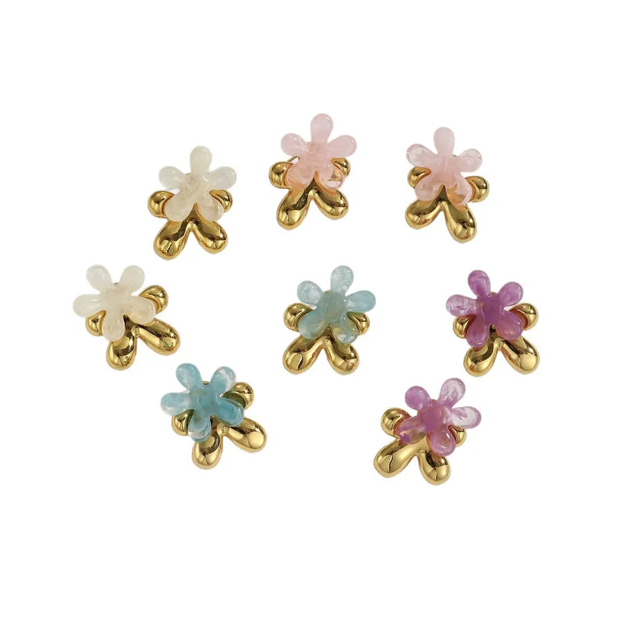 Boho Five-Petal Flower Earrings in Titanium Steel