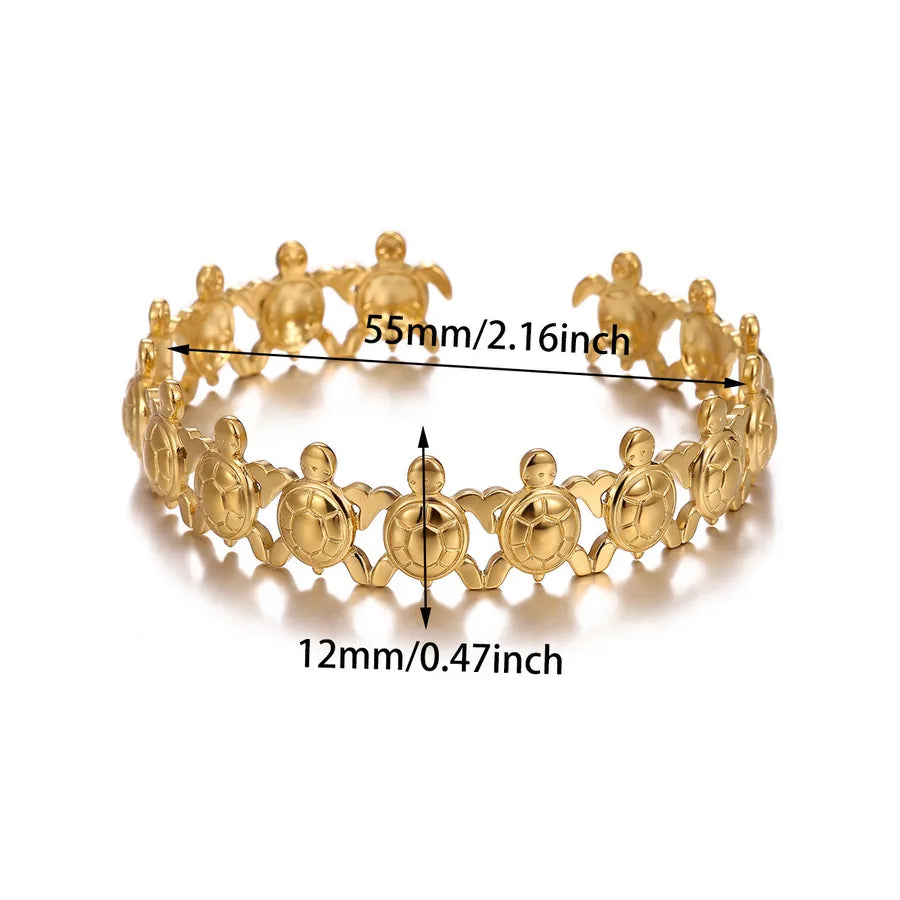 Oversized Gold Stainless Steel Bangle for Women B1930G