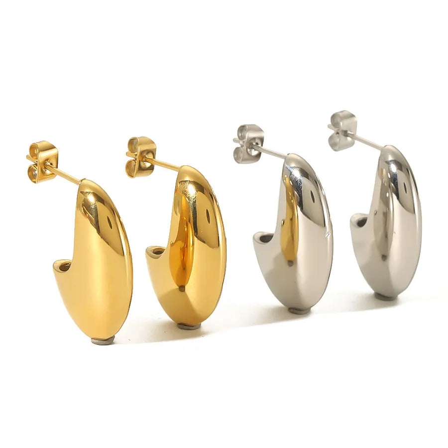 18K Gold Moon Hoop Earrings for Women