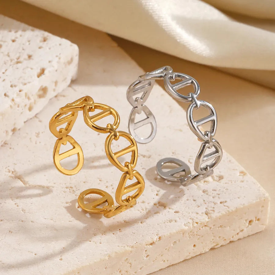 18K Gold PVD Coated Geometric Stainless Steel Ring