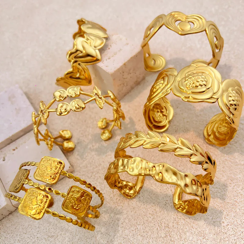 Gold Plated Stainless Steel Heart Cherry Bracelet