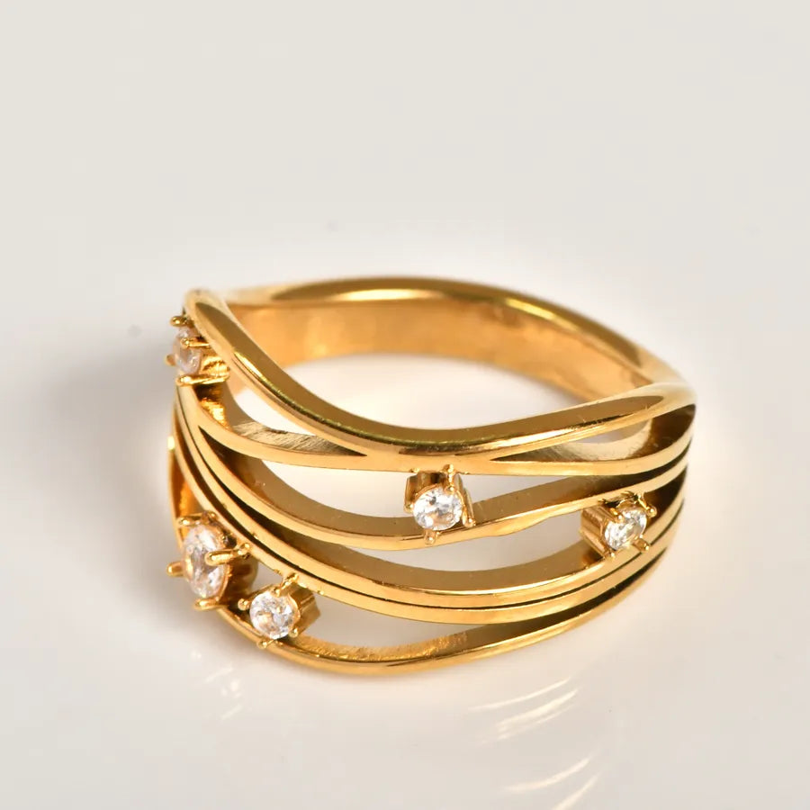 18K Gold Plated White Shell Square Ring Gold 3