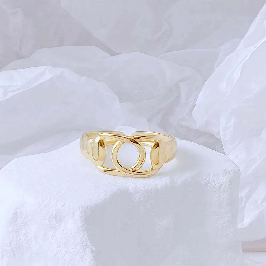 Gold Bamboo Titanium Steel Open Ring Adjustable Opening Golden Hydraulic J56