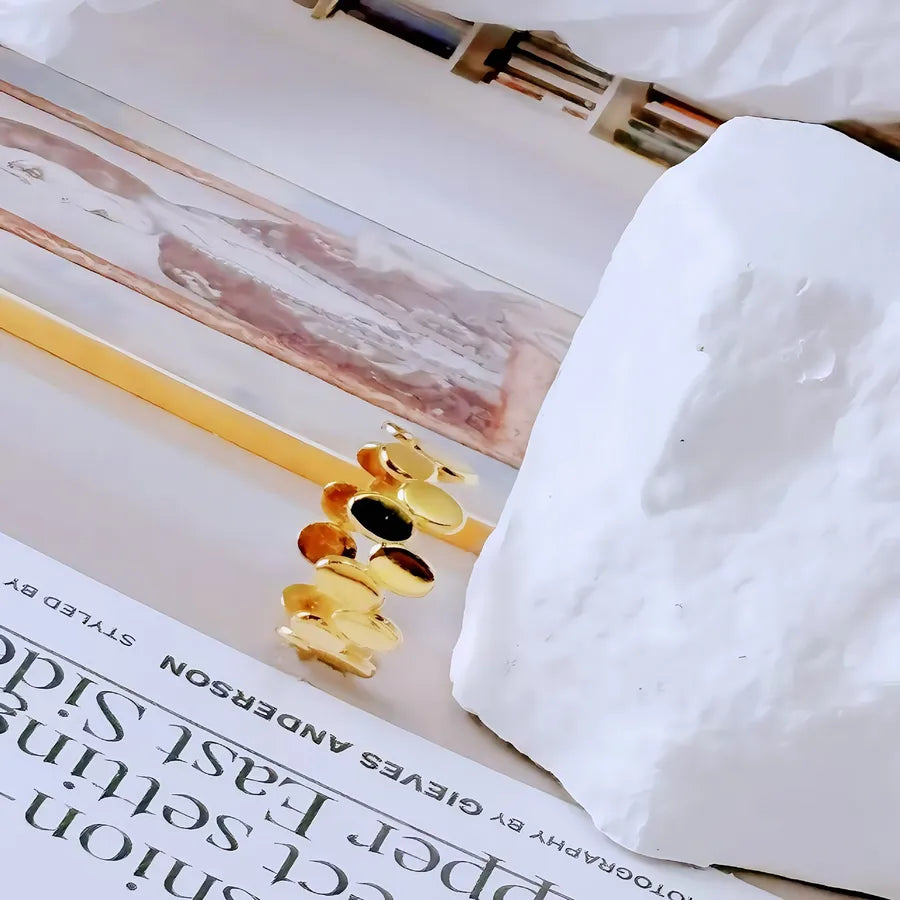 Gold Bamboo Titanium Steel Open Ring Adjustable Opening Golden Hydraulic J97