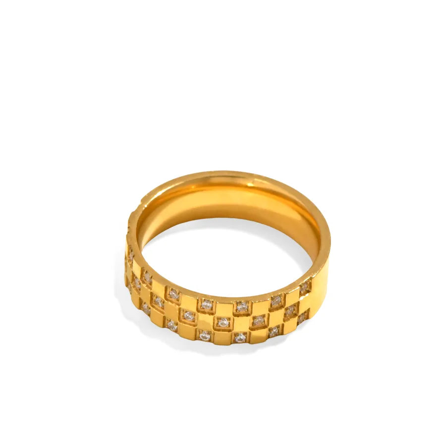 Gold Plated Pearl & Zircon Cross Ring for Women