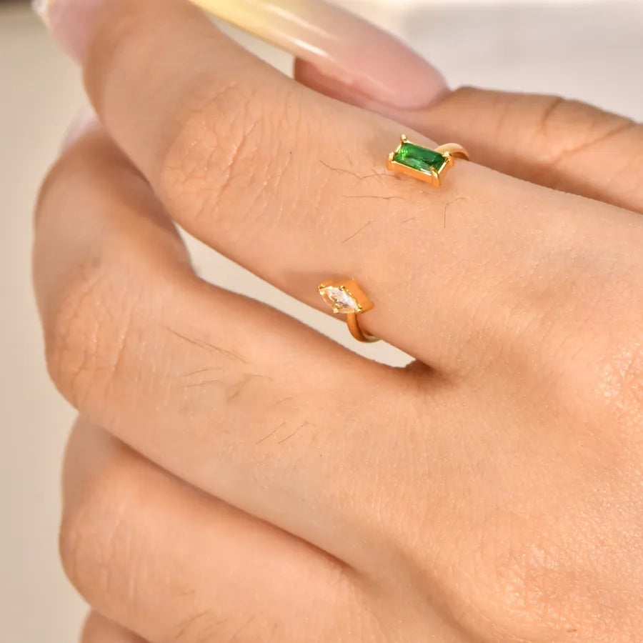 Gold Plated Geometric Zircon Ring