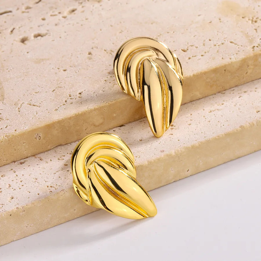 Sunflower Zirconia Stainless Steel Stud Earrings Gold Style 7